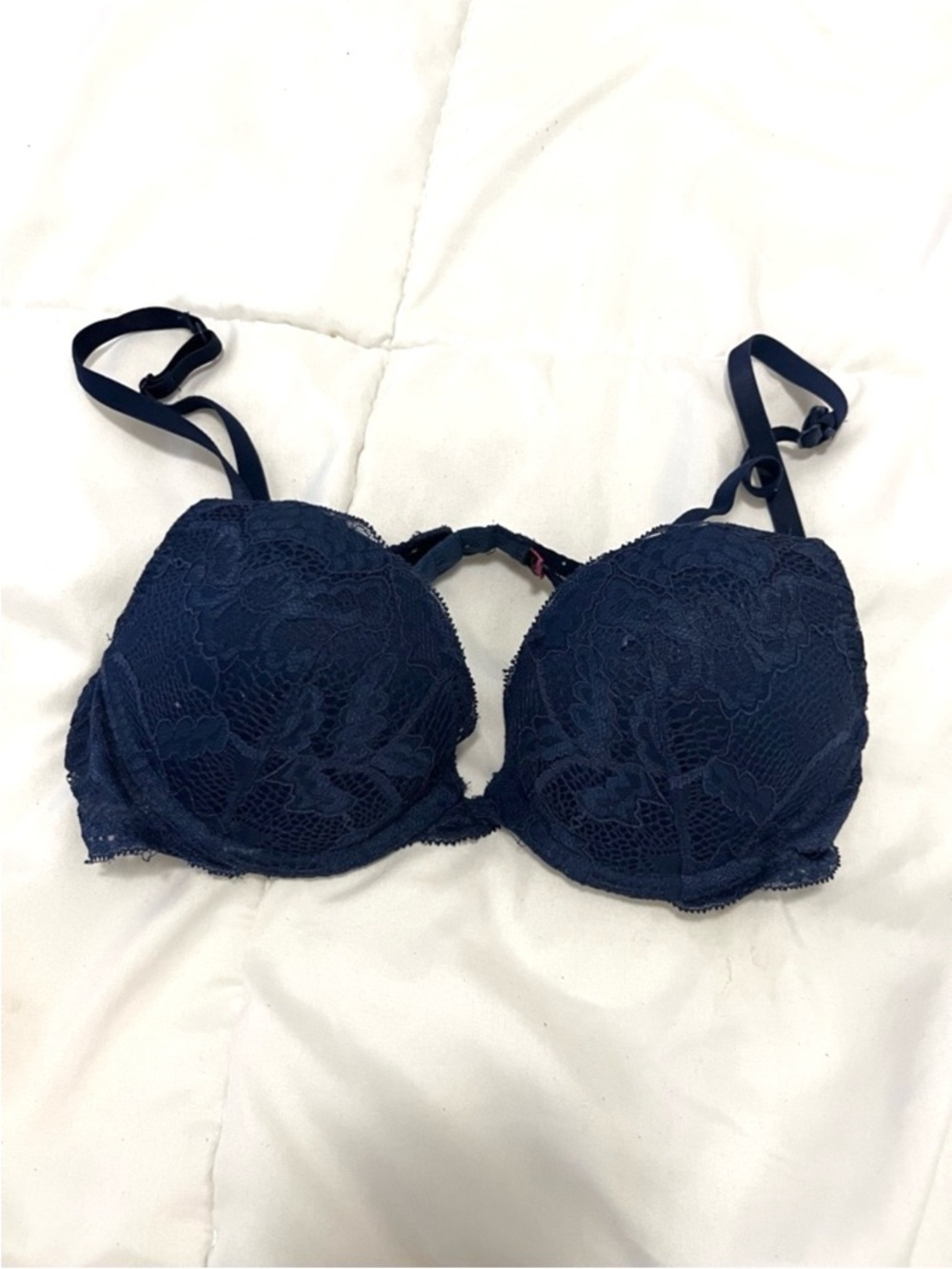 La Senza 32B Navy Blue Lace Push-Up Bra